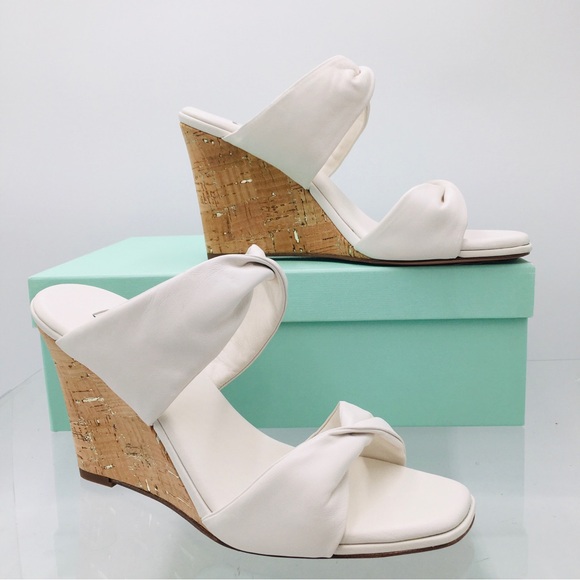 Aquazzura Twist Wedge 85 White Nappa Women's Sandals Size EU